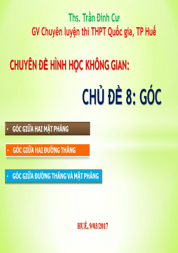 Các dạng toán về góc trong hình học không gian - Trần Đình Cư